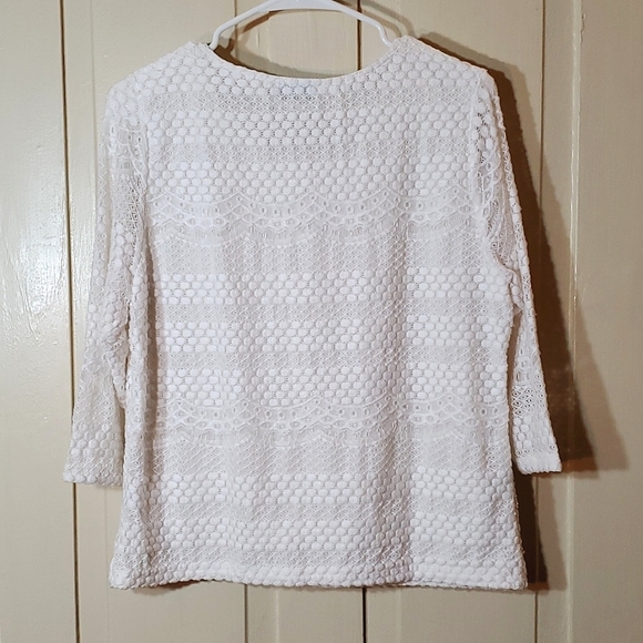 C.D. Petites White Lace Blouse - Picture 2 of 9